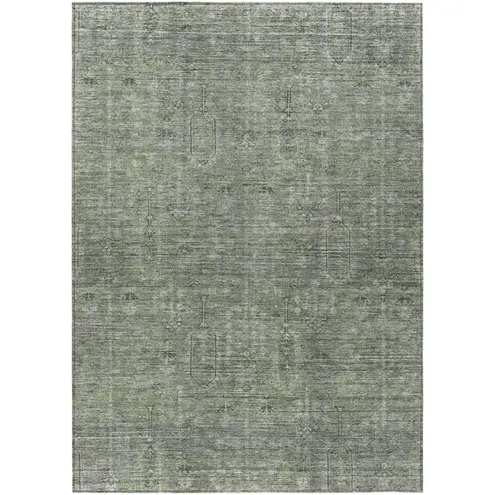 Fern Green And Gray Southwestern Washable Indoor Outdoor Area Rug Photo 2