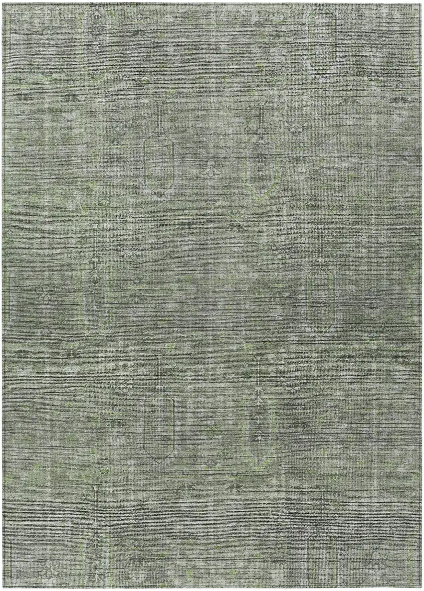 Fern Green And Gray Southwestern Washable Indoor Outdoor Area Rug Photo 2