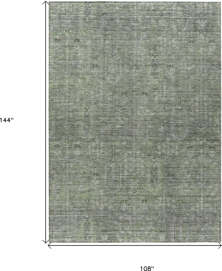 Fern Green And Gray Southwestern Washable Indoor Outdoor Area Rug Photo 3