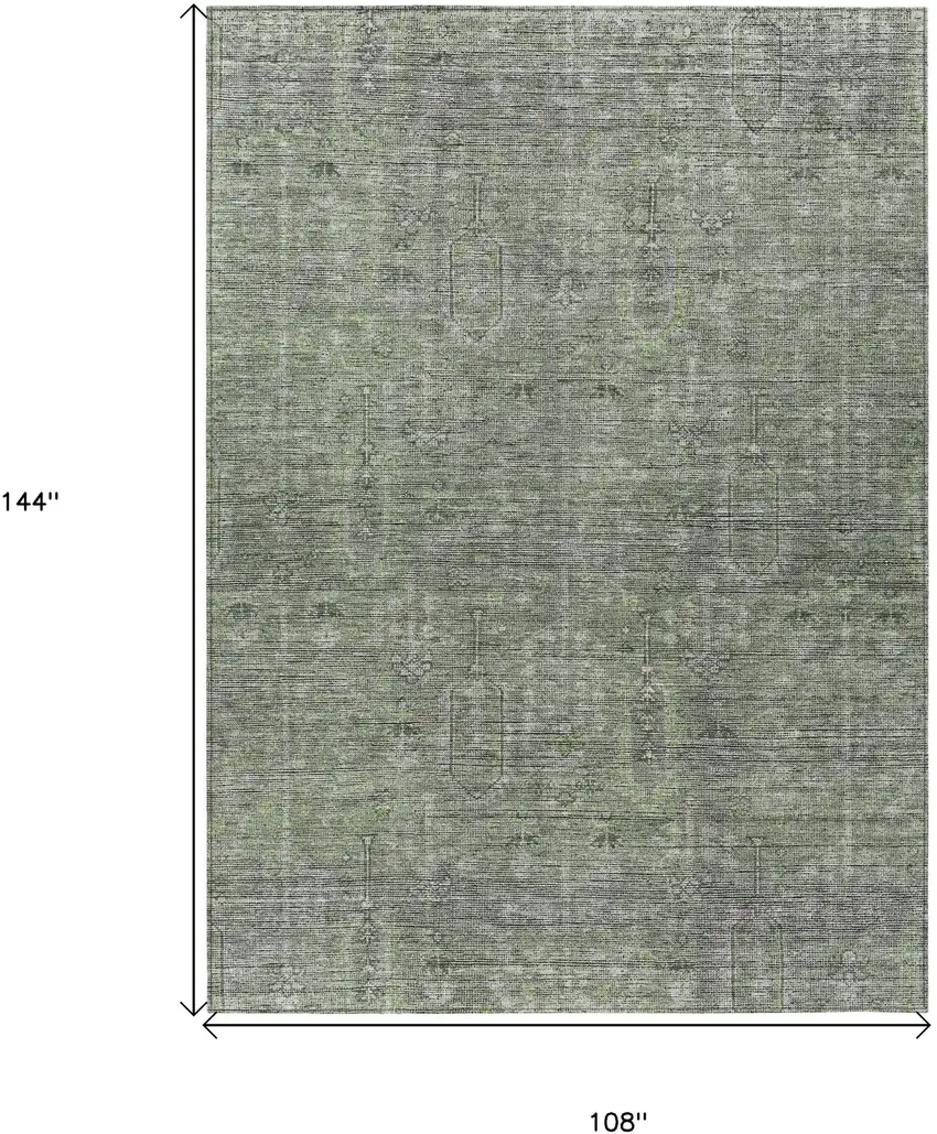 Fern Green And Gray Southwestern Washable Indoor Outdoor Area Rug Photo 3