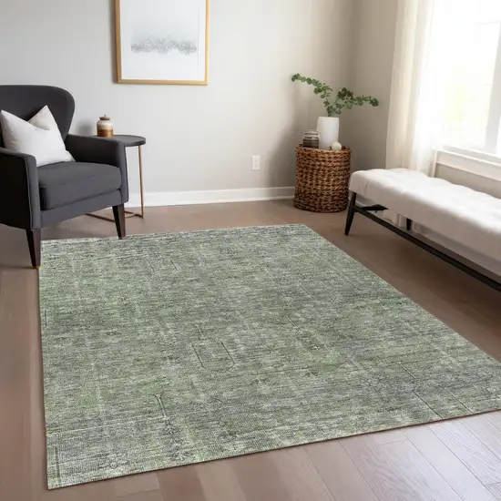 Fern Green And Gray Southwestern Washable Indoor Outdoor Area Rug Photo 9