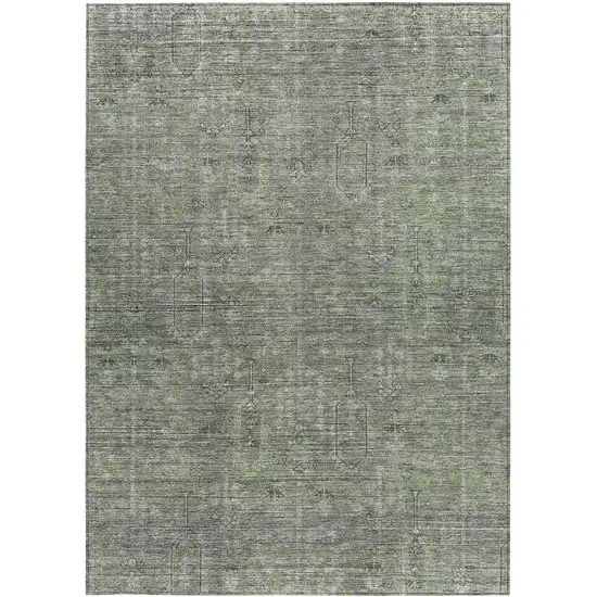 Fern Green And Gray Southwestern Washable Indoor Outdoor Area Rug Photo 7