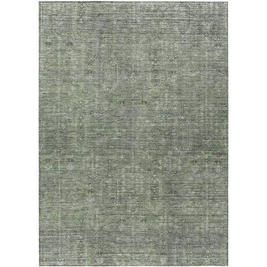 Fern Green And Gray Southwestern Washable Indoor Outdoor Area Rug Photo 2