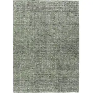Photo of Fern Green And Gray Southwestern Washable Indoor Outdoor Area Rug