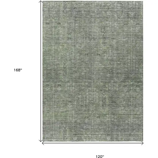 Fern Green And Gray Southwestern Washable Indoor Outdoor Area Rug Photo 3