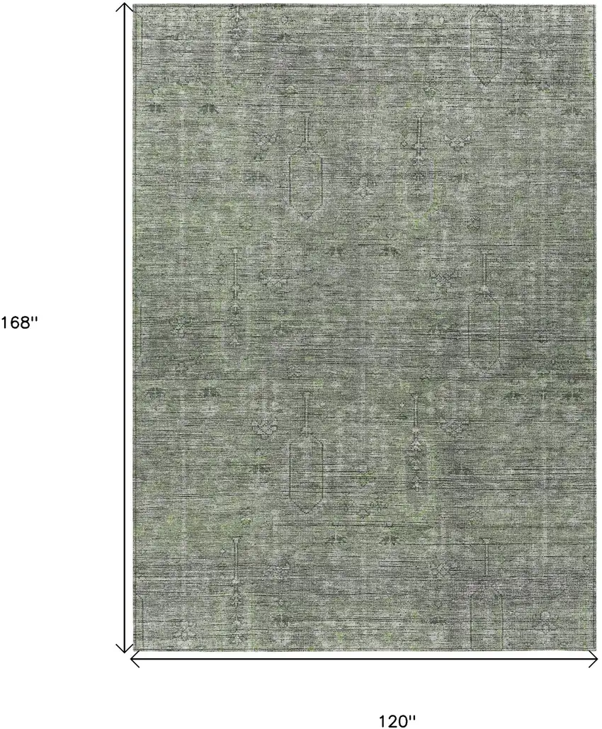 Fern Green And Gray Southwestern Washable Indoor Outdoor Area Rug Photo 3