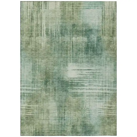 Fern Green And Green Abstract Washable Indoor Outdoor Area Rug Photo 2