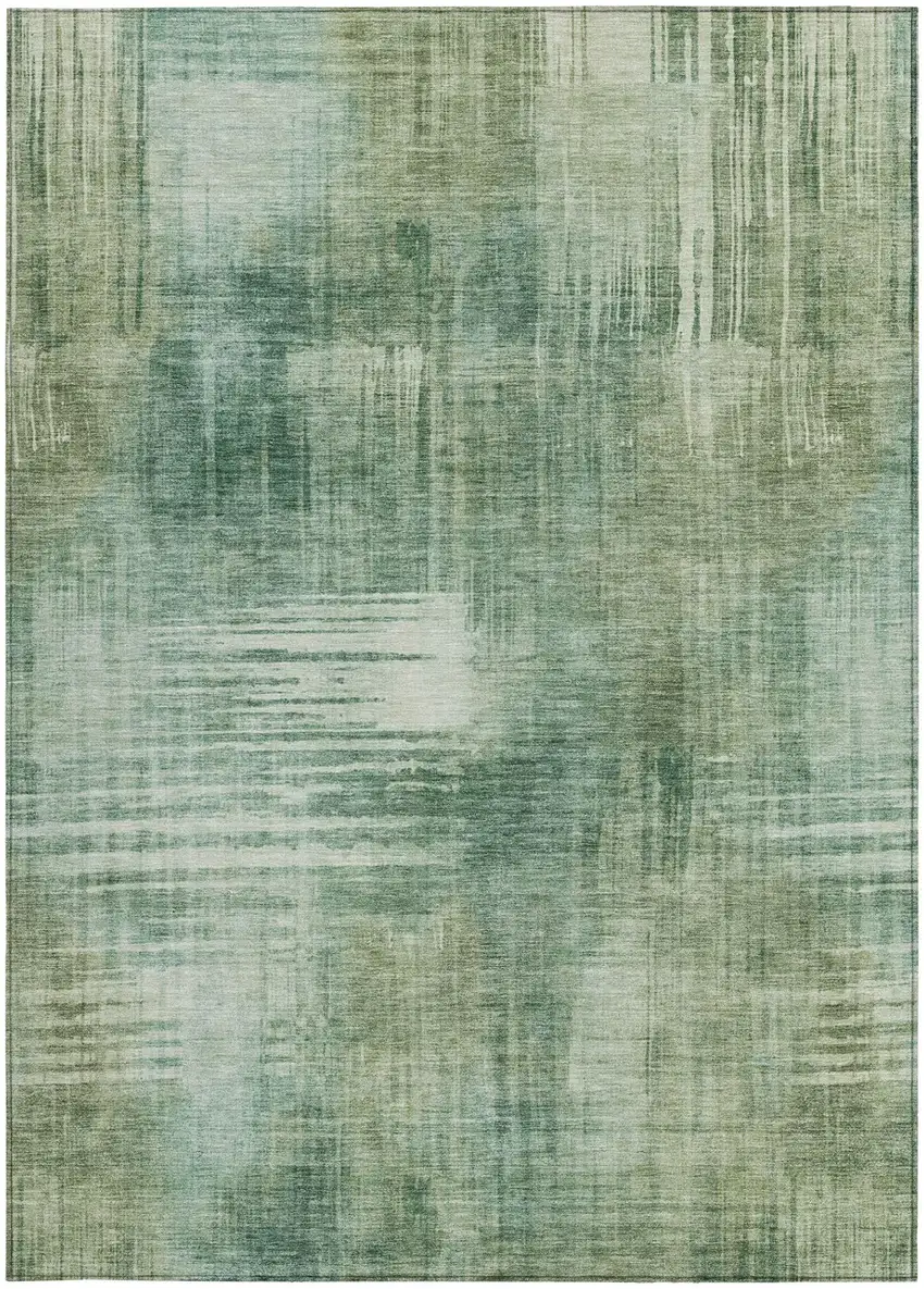 Fern Green And Green Abstract Washable Indoor Outdoor Area Rug Photo 4