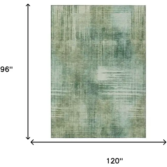 Fern Green And Green Abstract Washable Indoor Outdoor Area Rug Photo 7