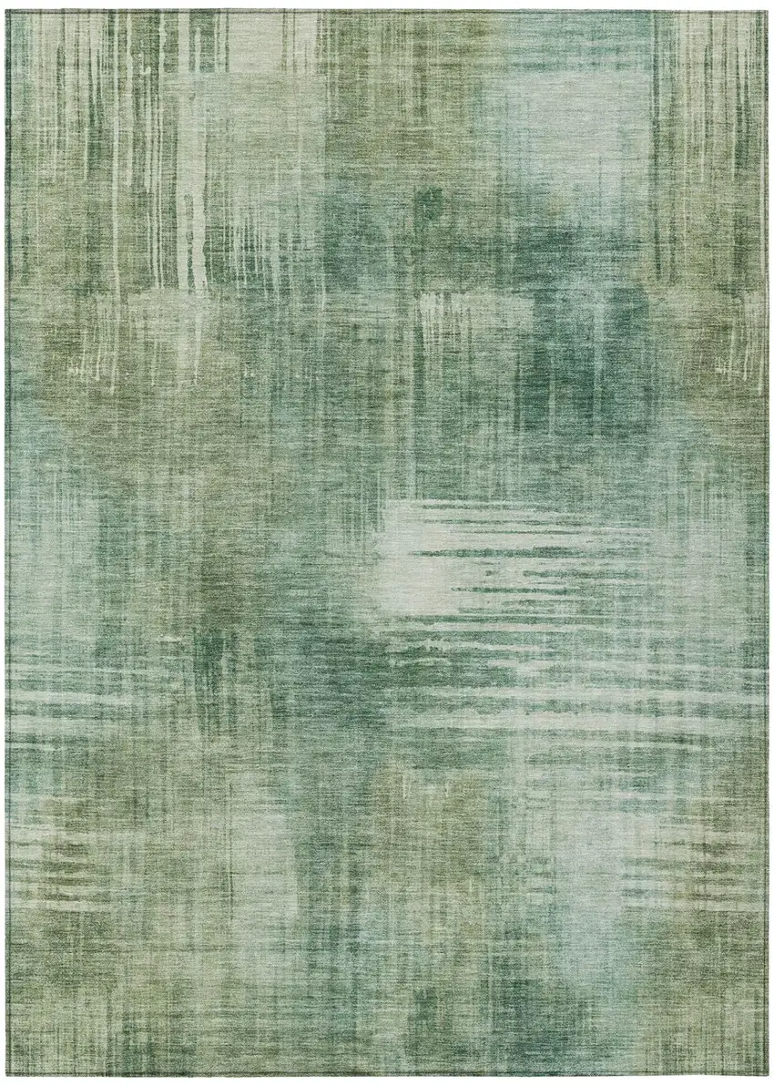 Fern Green And Green Abstract Washable Indoor Outdoor Area Rug Photo 2