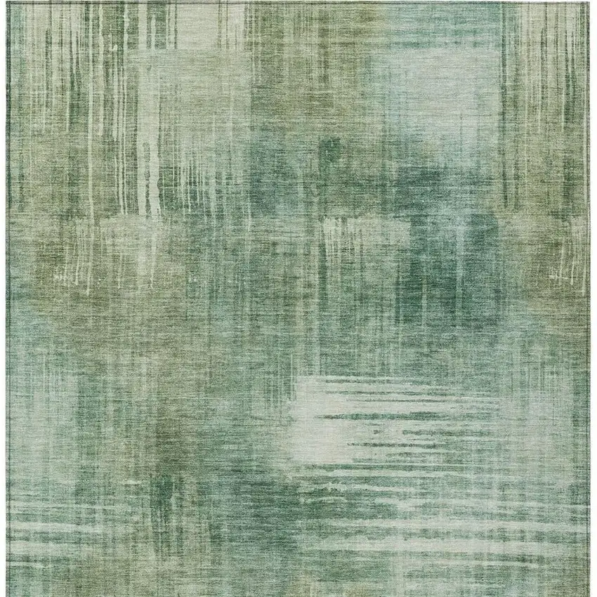 Fern Green And Green Abstract Washable Indoor Outdoor Area Rug Photo 3