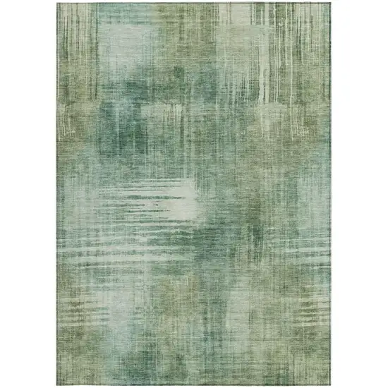 Fern Green And Green Abstract Washable Indoor Outdoor Area Rug Photo 4