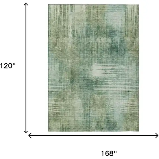 Fern Green And Green Abstract Washable Indoor Outdoor Area Rug Photo 7
