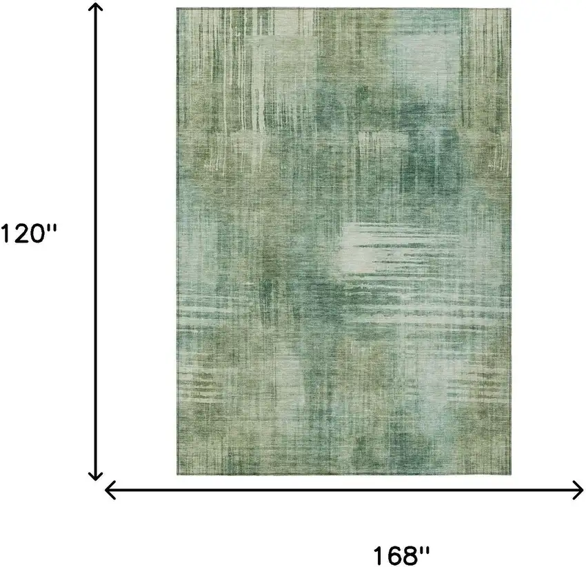 Fern Green And Green Abstract Washable Indoor Outdoor Area Rug Photo 7