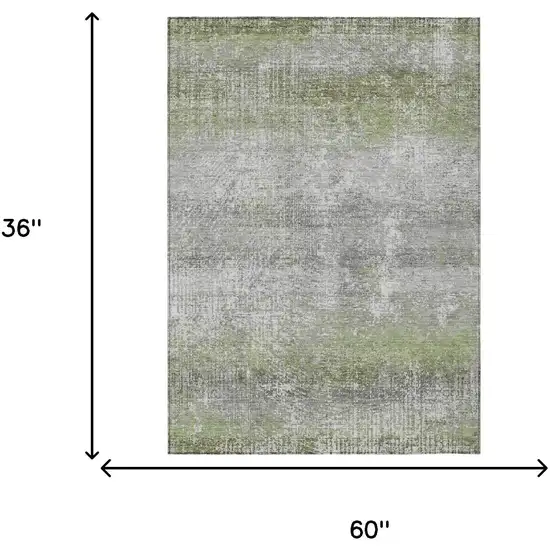 Fern Green And Green Abstract Washable Indoor Outdoor Area Rug Photo 5