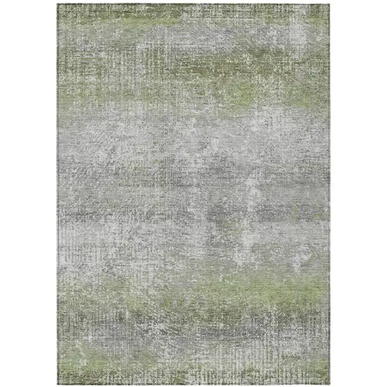 Fern Green And Green Abstract Washable Indoor Outdoor Area Rug Photo 2
