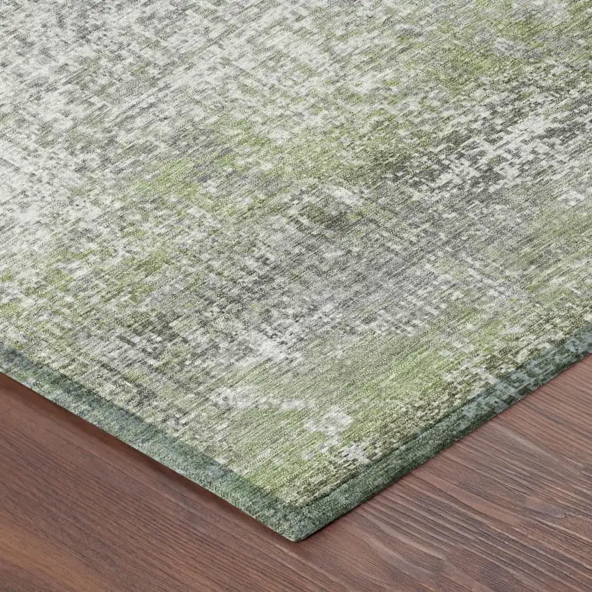 Fern Green And Green Abstract Washable Indoor Outdoor Area Rug Photo 3