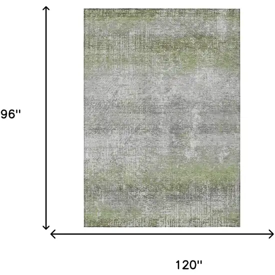 Fern Green And Green Abstract Washable Indoor Outdoor Area Rug Photo 5