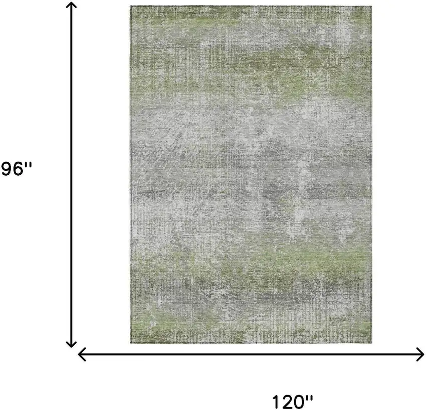 Fern Green And Green Abstract Washable Indoor Outdoor Area Rug Photo 5