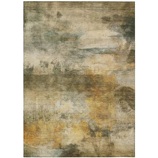 Fern Green And Green Abstract Washable Indoor Outdoor Area Rug Photo 3