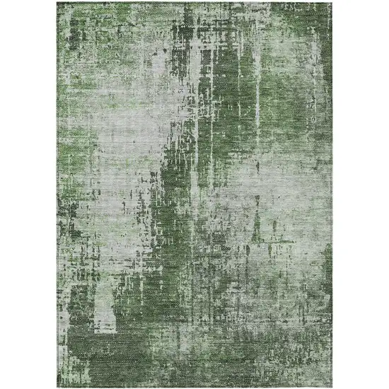 Fern Green And Green Abstract Washable Indoor Outdoor Area Rug Photo 2