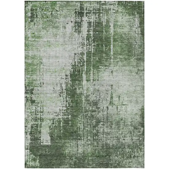 Fern Green And Green Abstract Washable Indoor Outdoor Area Rug Photo 2