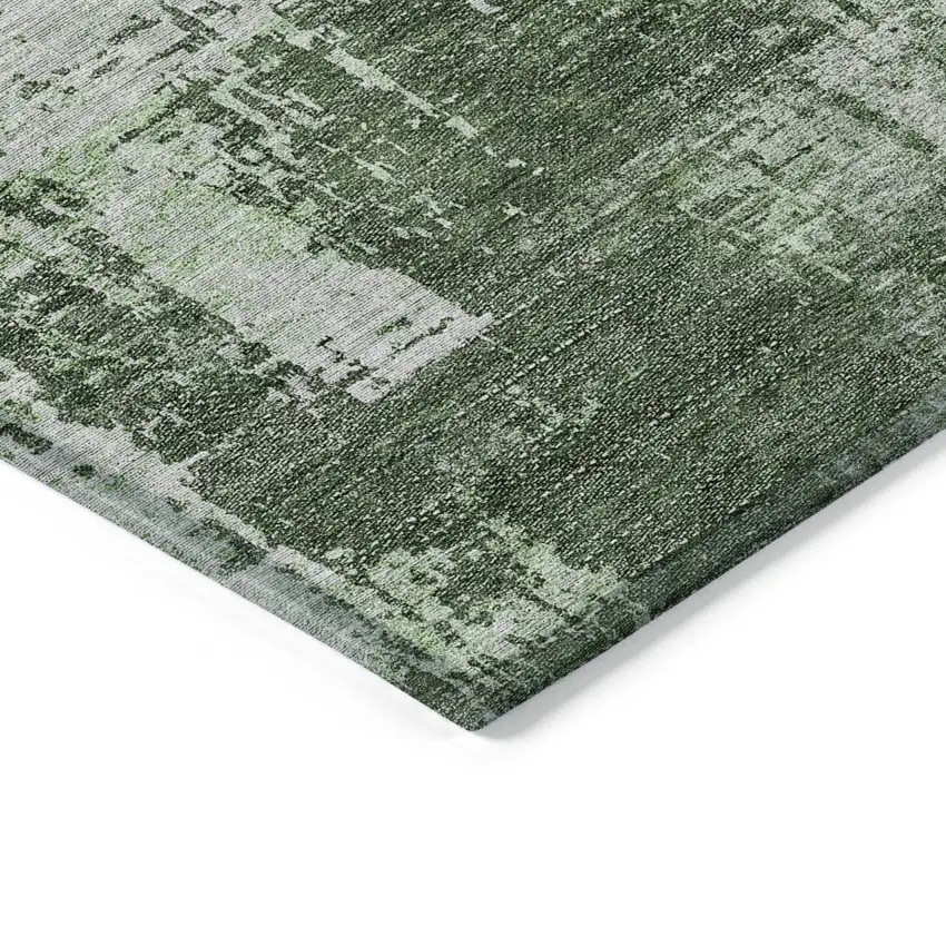 Fern Green And Green Abstract Washable Indoor Outdoor Area Rug Photo 5