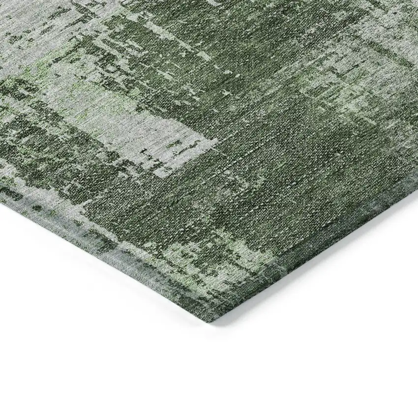 Fern Green And Green Abstract Washable Indoor Outdoor Area Rug Photo 5