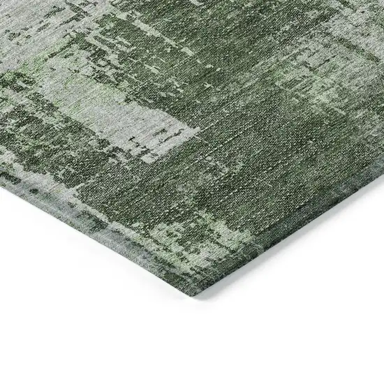 Fern Green And Green Abstract Washable Indoor Outdoor Area Rug Photo 5