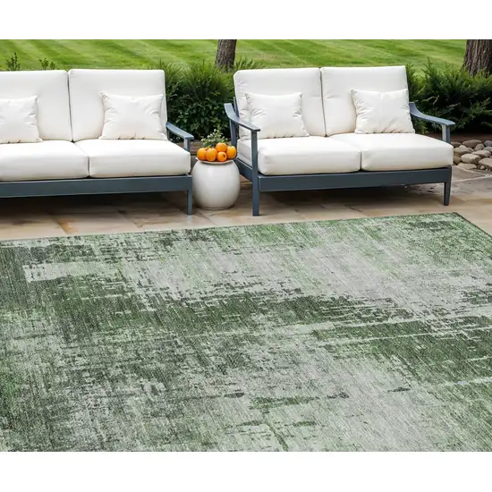 Fern Green And Green Abstract Washable Indoor Outdoor Area Rug Photo 1