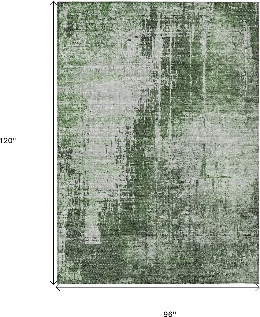 Fern Green And Green Abstract Washable Indoor Outdoor Area Rug Photo 3