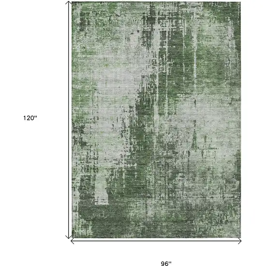 Fern Green And Green Abstract Washable Indoor Outdoor Area Rug Photo 3
