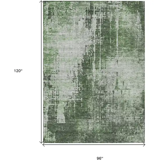 Fern Green And Green Abstract Washable Indoor Outdoor Area Rug Photo 3