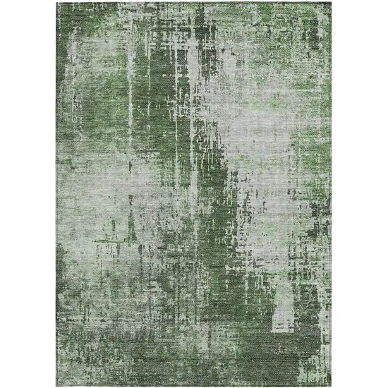 Fern Green And Green Abstract Washable Indoor Outdoor Area Rug Photo 6