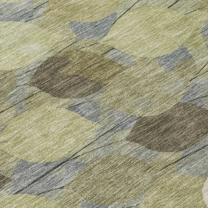 Fern Green And Green Floral Washable Indoor Outdoor Area Rug Photo 9