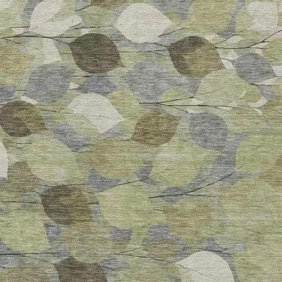 Fern Green And Green Floral Washable Indoor Outdoor Area Rug Photo 2