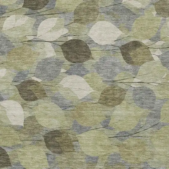 Fern Green And Green Floral Washable Indoor Outdoor Area Rug Photo 2