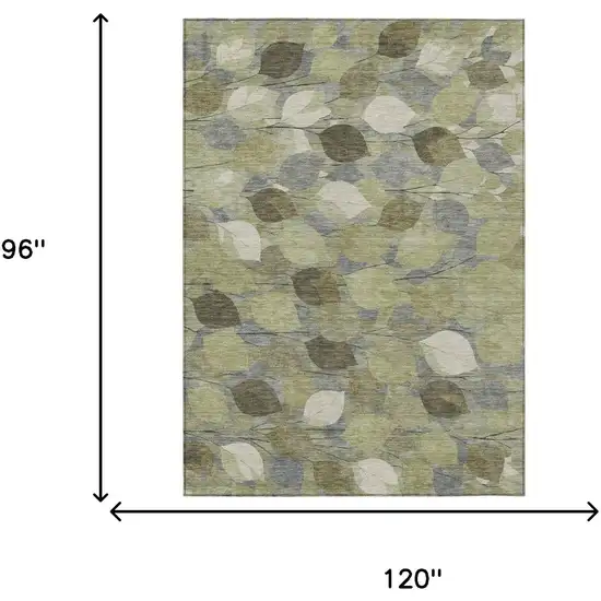 Fern Green And Green Floral Washable Indoor Outdoor Area Rug Photo 6