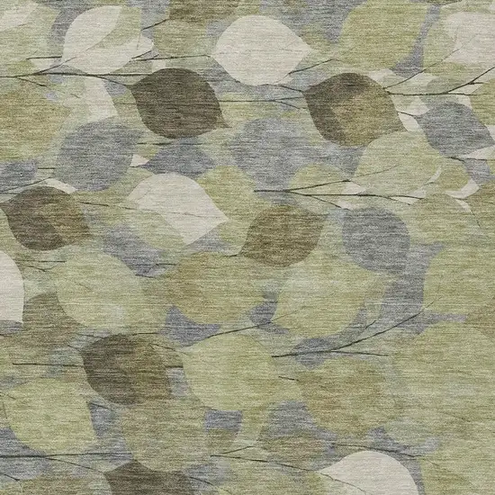 Fern Green And Green Floral Washable Indoor Outdoor Area Rug Photo 2