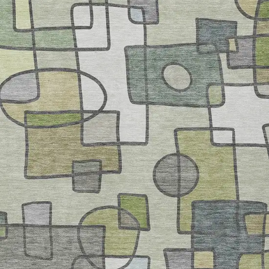Fern Green And Green Geometric Washable Indoor Outdoor Area Rug Photo 2