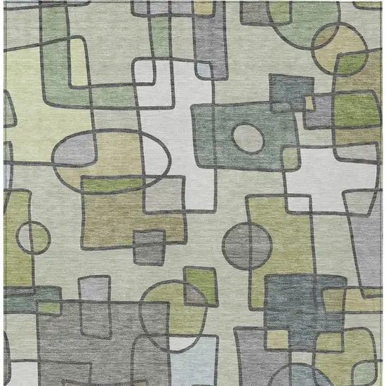 Fern Green And Green Geometric Washable Indoor Outdoor Area Rug Photo 3