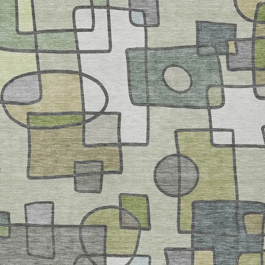 Fern Green And Green Geometric Washable Indoor Outdoor Area Rug Photo 2