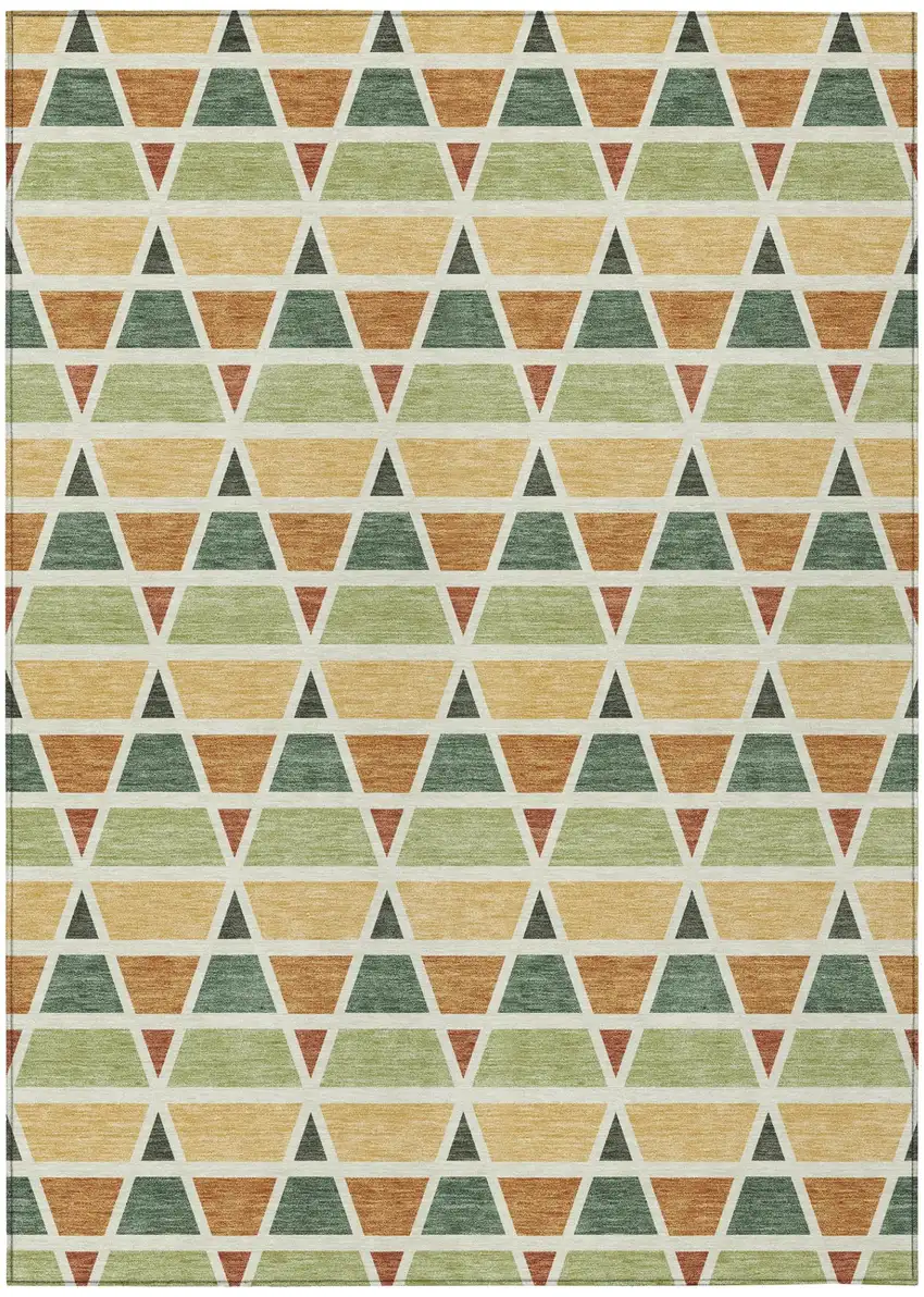 Fern Green And Green Geometric Washable Indoor Outdoor Area Rug Photo 2