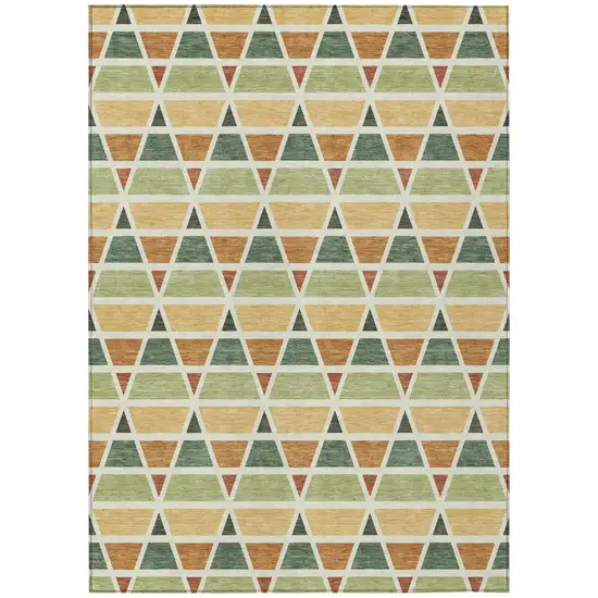 Fern Green And Green Geometric Washable Indoor Outdoor Area Rug Photo 2