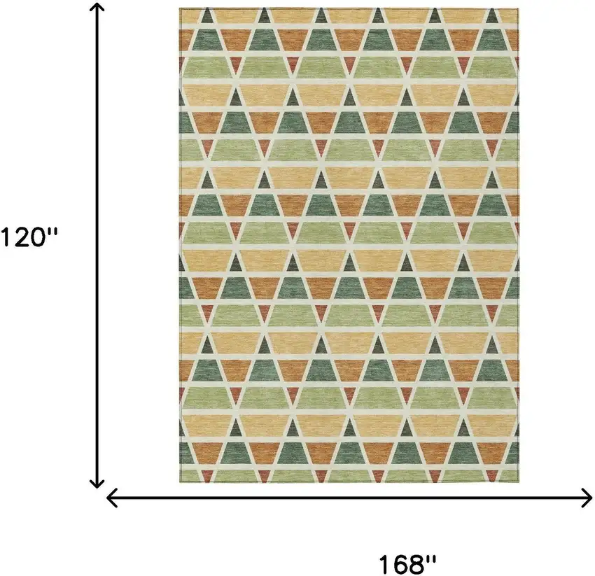 Fern Green And Green Geometric Washable Indoor Outdoor Area Rug Photo 7