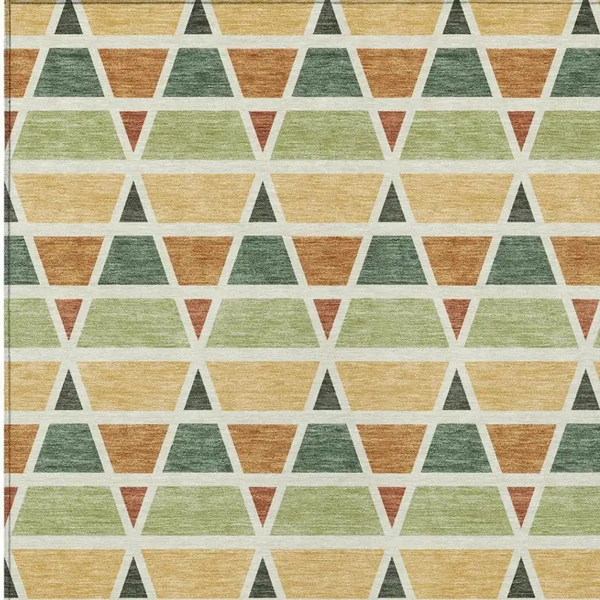 Fern Green And Green Geometric Washable Indoor Outdoor Area Rug Photo 3