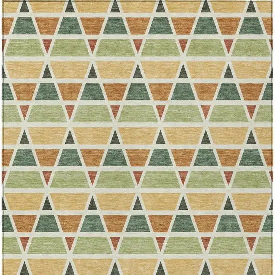 Fern Green And Green Geometric Washable Indoor Outdoor Area Rug Photo 4