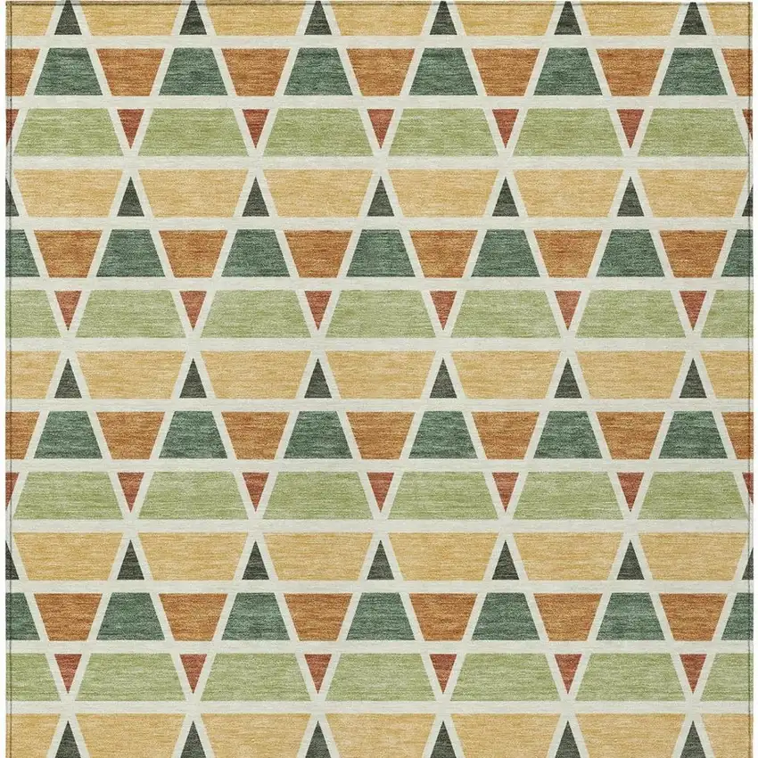 Fern Green And Green Geometric Washable Indoor Outdoor Area Rug Photo 4