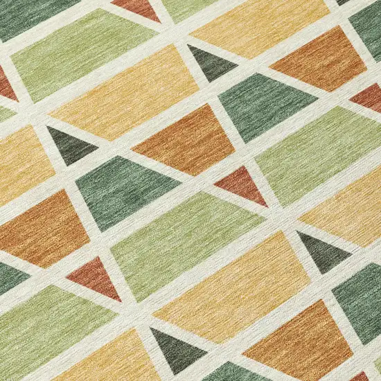 Fern Green And Green Geometric Washable Indoor Outdoor Area Rug Photo 6