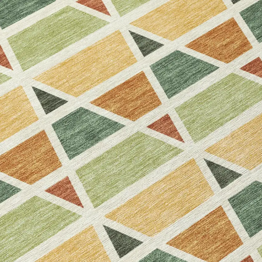 Fern Green And Green Geometric Washable Indoor Outdoor Area Rug Photo 6